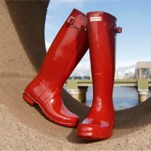 Glossy Red Tall Hunter Boots